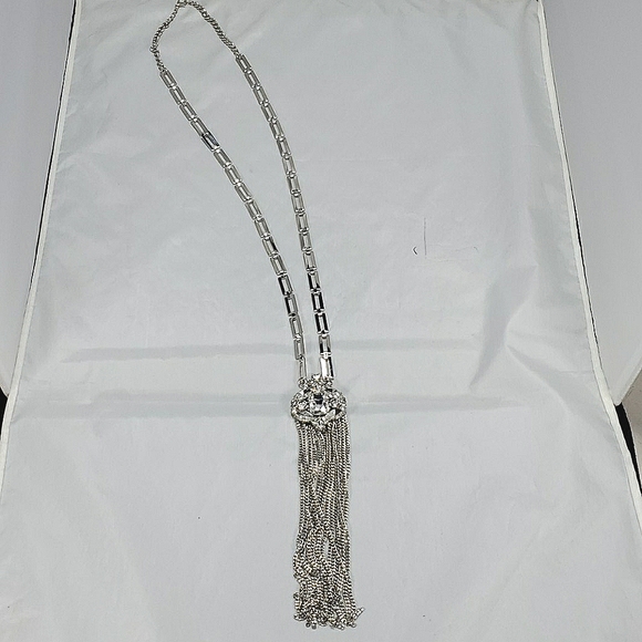 Bijou Drive  silver link necklace with rhinestone - Picture 4 of 5